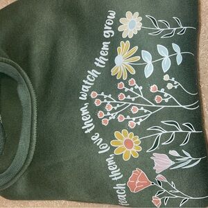 Floral Green Teacher Crew Neck